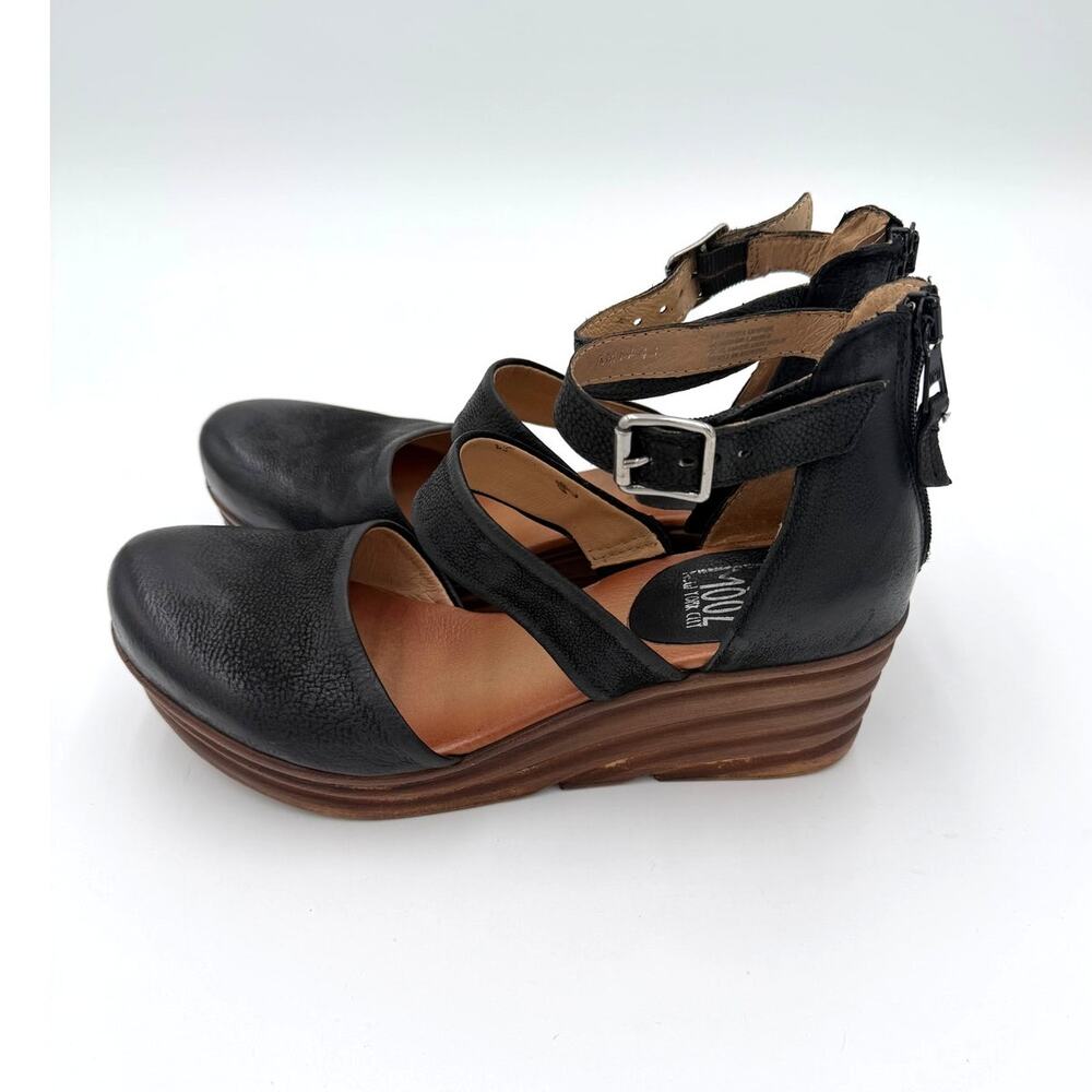 Miz Mooz Mary Jane Wedge Sandals 41 Womens 9.5 Black Leather Comfort Boho - Picture 2 of 13